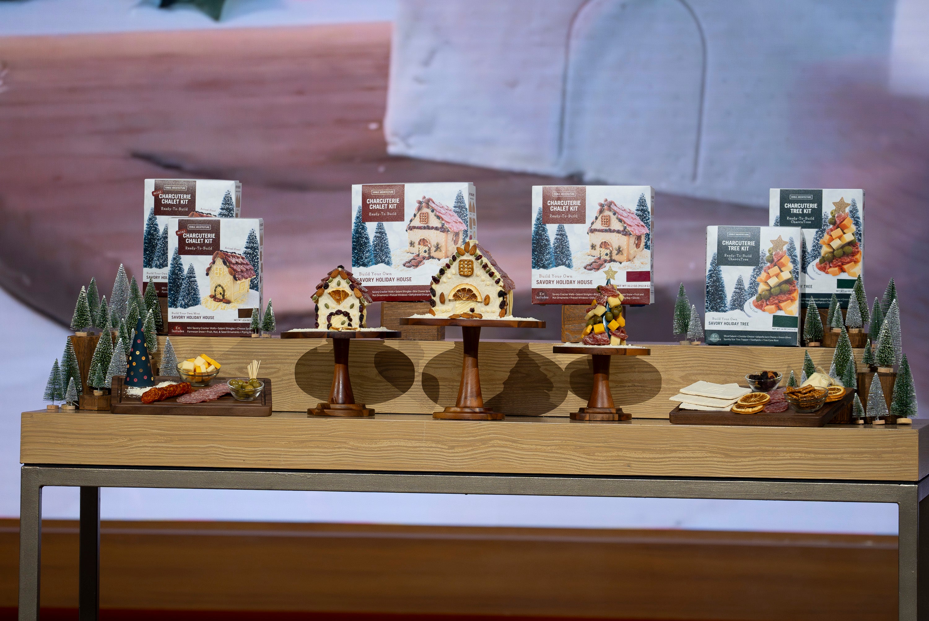 Close up of constructed savory Charcuterie Chalets
